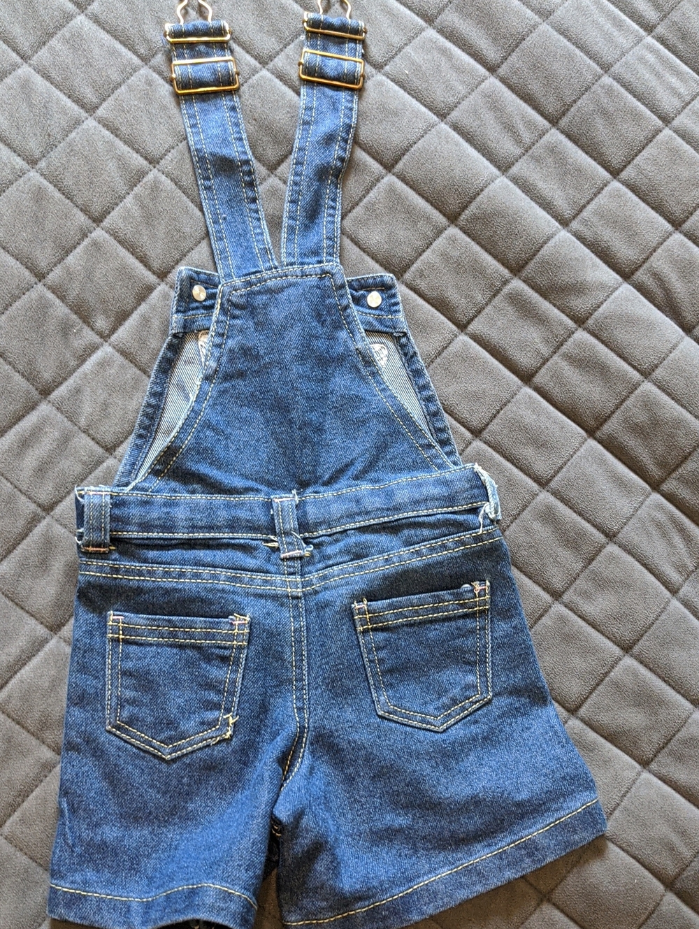 Colette Lilly Baby Girl Butterfly Sequin Denim Shortalls Overalls Size 12M - Picture 10 of 11